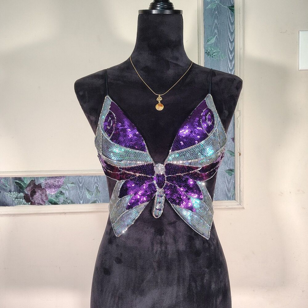 Whimsical Fairycore Sequin Backless Butterfly Top/T115